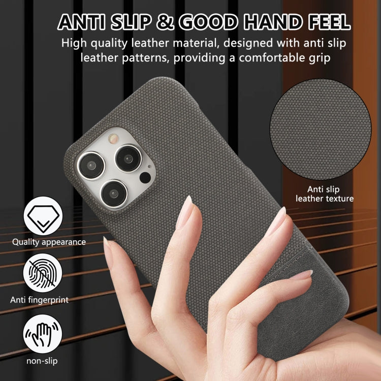 For iPhone 16 Pro Stitching Cloth PU Shockproof Phone Case(Grey) - iPhone 16 Pro Cases by buy2fix | Online Shopping UK | buy2fix