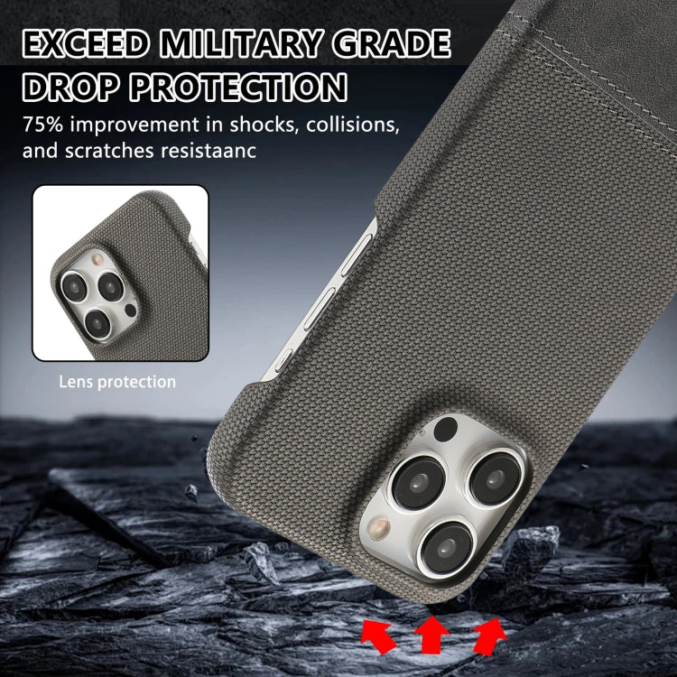 For iPhone 16 Plus Stitching Cloth PU Shockproof Phone Case(Grey) - iPhone 16 Plus Cases by buy2fix | Online Shopping UK | buy2fix