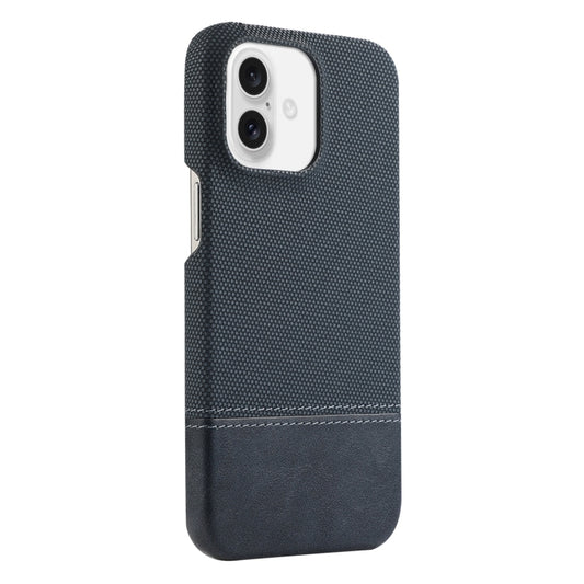 For iPhone 16 Stitching Cloth PU Shockproof Phone Case(Dark Blue) - iPhone 16 Cases by buy2fix | Online Shopping UK | buy2fix