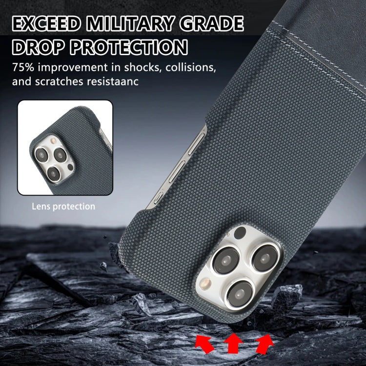 For iPhone 16 Stitching Cloth PU Shockproof Phone Case(Dark Blue) - iPhone 16 Cases by buy2fix | Online Shopping UK | buy2fix