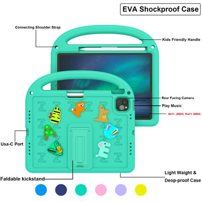 For iPad Pro 11 2024 Cartoon Sparrow EVA Shockproof Tablet Case(Glacier Green) - iPad Pro 11 2024 Cases by buy2fix | Online Shopping UK | buy2fix