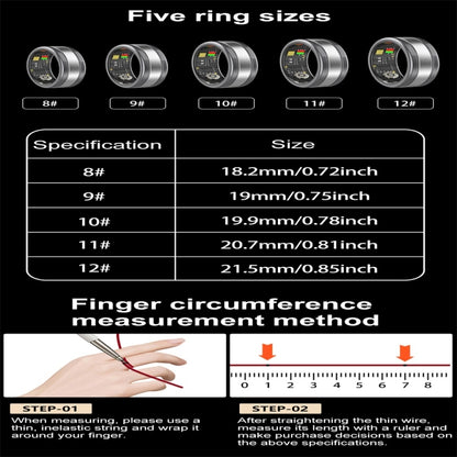 R18 SIZE 10 Smart Ring, Support Heart Rate / Blood Oxygen / Sleep / Multiple Sports Modes(Black) - Smart Rings / Smart Telephones by buy2fix | Online Shopping UK | buy2fix