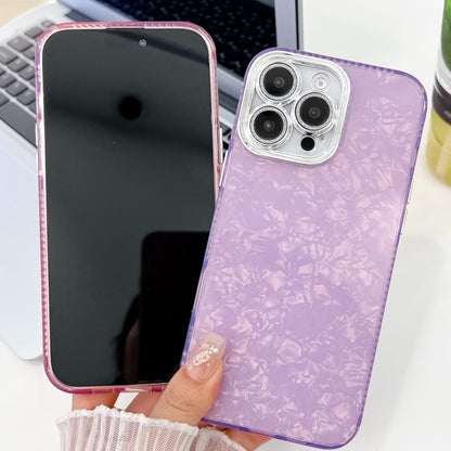 For iPhone 16 Pro Plating Glitter Texture TPU Phone Case with Lens Film(White Feathers) - iPhone 16 Pro Cases by buy2fix | Online Shopping UK | buy2fix