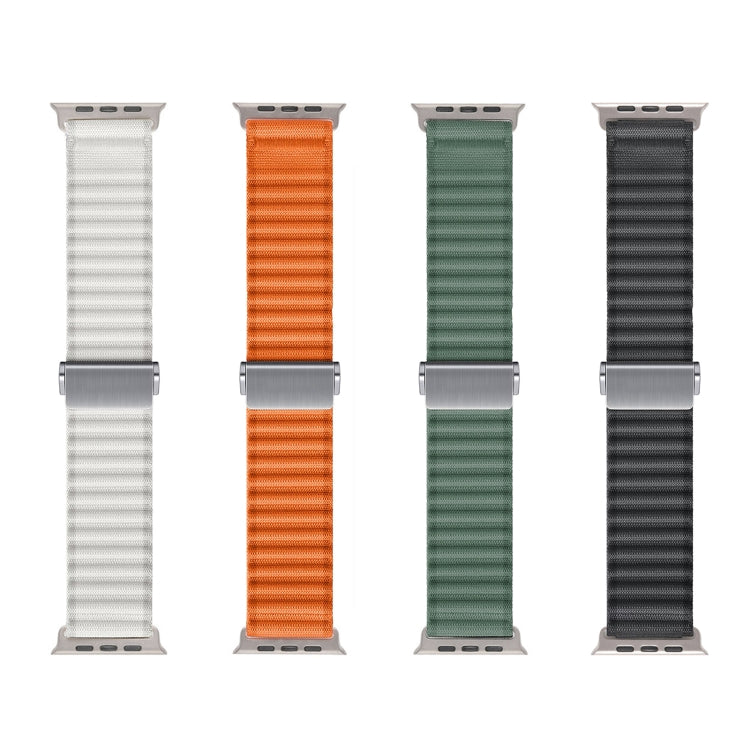 For Apple Watch Ultra 49mm Off Road Magnetic Buckle Braided Nylon Watch Band(Army Green) - Watch Bands by buy2fix | Online Shopping UK | buy2fix