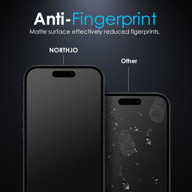 For iPhone 16 NORTHJO Matte Silkscreen Anti-Fingerprint Tempered Glass Film - Tempered Glass Film by NORTHJO | Online Shopping UK | buy2fix