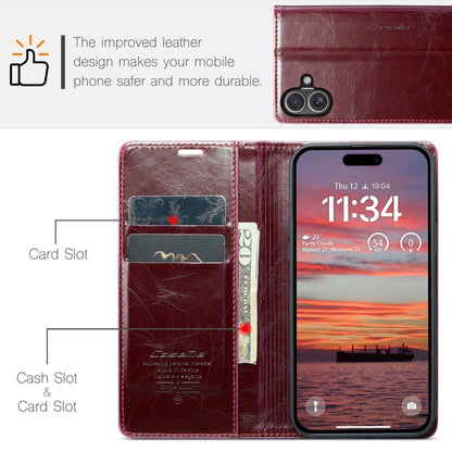 For iPhone 16 Plus CaseMe 003 Crazy Horse Texture Flip Leather Phone Case(Red) - iPhone 16 Plus Cases by CaseMe | Online Shopping UK | buy2fix