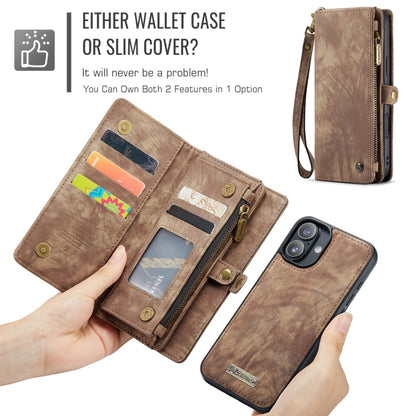 For iPhone 16 Plus CaseMe 008 Detachable Multifunctional Leather Phone Case(Brown) - iPhone 16 Plus Cases by CaseMe | Online Shopping UK | buy2fix