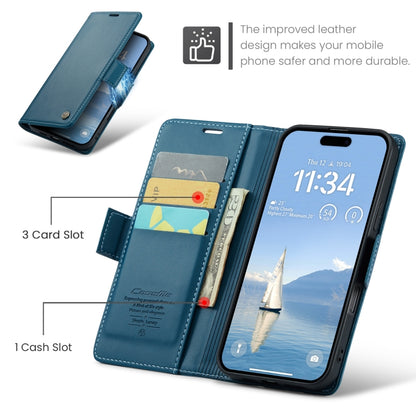 For iPhone 16 Pro CaseMe 023 Butterfly Buckle Litchi Texture RFID Anti-theft Leather Phone Case(Blue) - iPhone 16 Pro Cases by CaseMe | Online Shopping UK | buy2fix