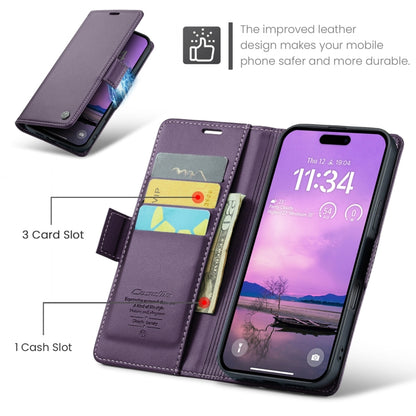 For iPhone 16 Plus CaseMe 023 Butterfly Buckle Litchi Texture RFID Anti-theft Leather Phone Case(Purple) - iPhone 16 Plus Cases by CaseMe | Online Shopping UK | buy2fix