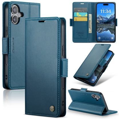 For iPhone 16 Plus CaseMe 023 Butterfly Buckle Litchi Texture RFID Anti-theft Leather Phone Case(Blue) - iPhone 16 Plus Cases by CaseMe | Online Shopping UK | buy2fix