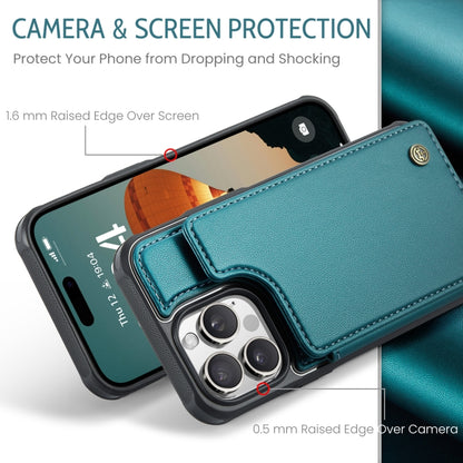 For iPhone 16 Pro CaseMe C22 Card Slots Holder RFID Anti-theft Phone Case(Green) - iPhone 16 Pro Cases by CaseMe | Online Shopping UK | buy2fix