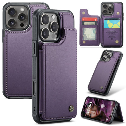 For iPhone 16 Pro CaseMe C22 Card Slots Holder RFID Anti-theft Phone Case(Purple) - iPhone 16 Pro Cases by CaseMe | Online Shopping UK | buy2fix