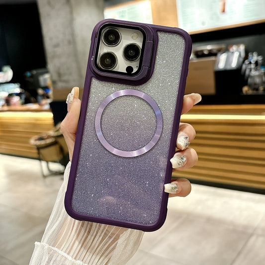 For iPhone 16 Pro Max CD-grain Gradient Glitter Magsafe Acrylic Hybrid TPU Phone Case(Purple) - iPhone 16 Pro Max Cases by buy2fix | Online Shopping UK | buy2fix