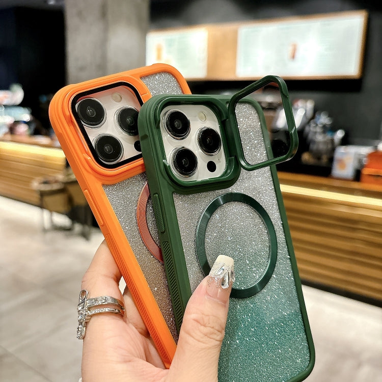 For iPhone 16 CD-grain Gradient Glitter Magsafe Acrylic Hybrid TPU Phone Case(Green) - iPhone 16 Cases by buy2fix | Online Shopping UK | buy2fix