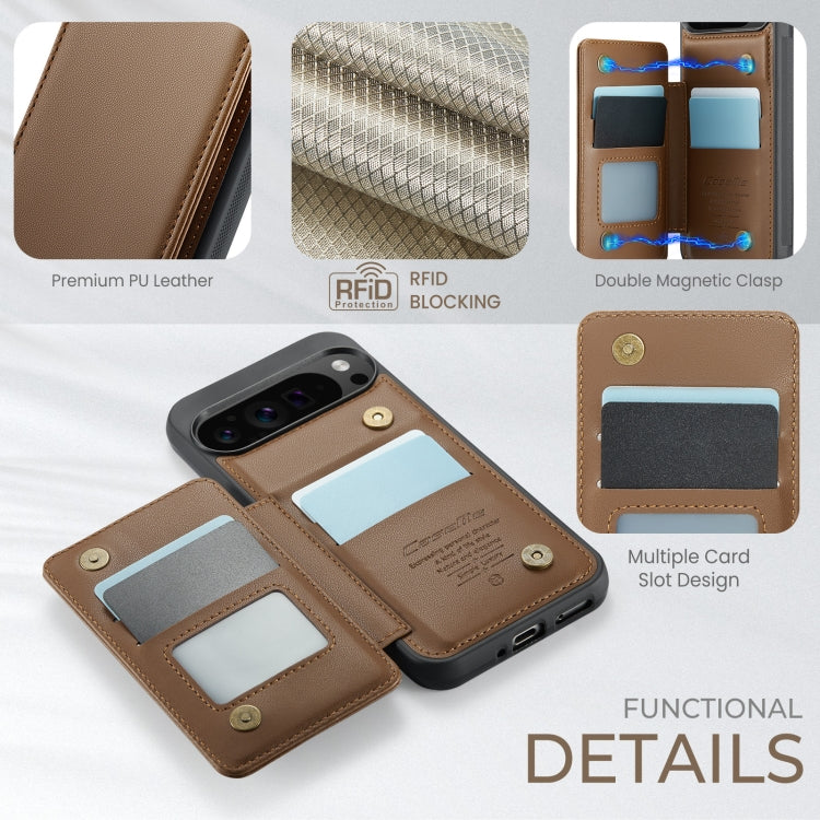 For Google Pixel 9 Pro XL CaseMe C22 Card Slots Holder RFID Anti-theft Phone Case(Brown) - Google Cases by CaseMe | Online Shopping UK | buy2fix