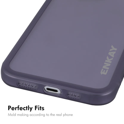 For iPhone 15 Pro Max ENKAY Hat-Prince Translucent Matte TPU Phone Case with Lens Film + 9H Big Arc Edge Film(Purple) - iPhone 15 Pro Max Cases by ENKAY | Online Shopping UK | buy2fix