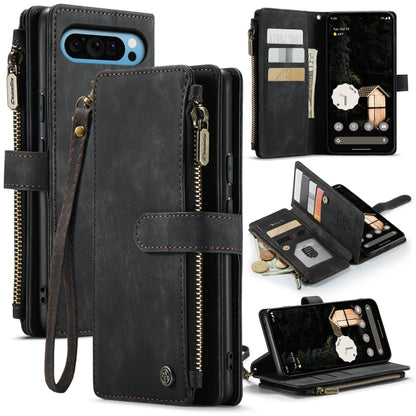 For Google Pixel 9 Pro XL CaseMe C30 Card Slots Zipper Wallet Leather Phone Case(Black) - Google Cases by CaseMe | Online Shopping UK | buy2fix