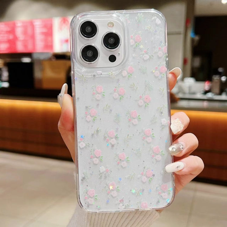 For iPhone 16 Pro Spring Garden Epoxy TPU Phone Case(F05 Pink and White Flowers) - iPhone 16 Pro Cases by buy2fix | Online Shopping UK | buy2fix