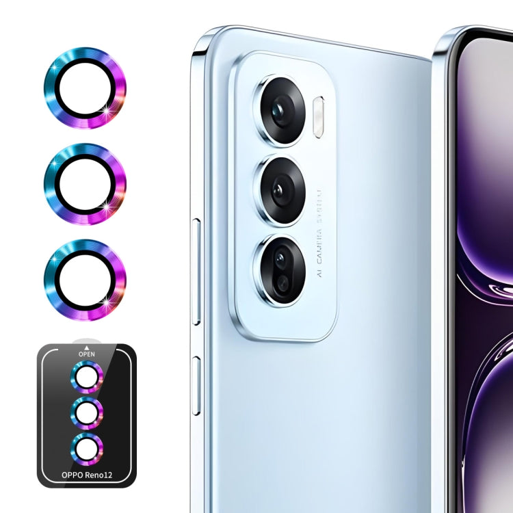 For OPPO Reno12 / Reno12 Pro Global ENKAY Hat-Prince 9H Rear Camera Lens Aluminium Alloy Tempered Glass Film(Colorful) - Reno12 Pro Tempered Glass by ENKAY | Online Shopping UK | buy2fix