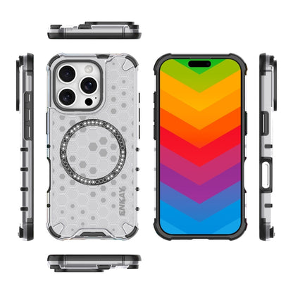 For iPhone 16 Pro Max ENKAY Hat-Prince Honeycomb MagSafe Shockproof Phone Case with Large Arc Edge Film(White) - iPhone 16 Pro Max Cases by ENKAY | Online Shopping UK | buy2fix