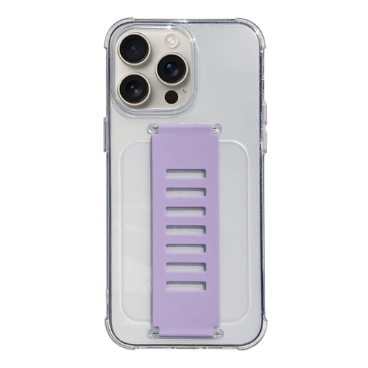 For iPhone 16 Pro Max Transparent Wristband Shockproof TPU Phone Case(Purple) - iPhone 16 Pro Max Cases by buy2fix | Online Shopping UK | buy2fix