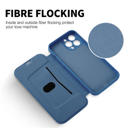 For iPhone 16 Imitate Liquid Skin Feel Leather Phone Case with Card Slots(Blue) - iPhone 16 Cases by buy2fix | Online Shopping UK | buy2fix