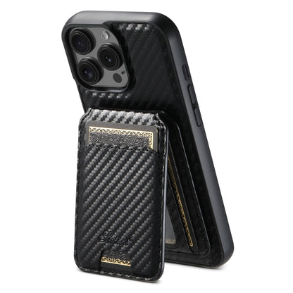 For iPhone 13 Pro Max Suteni TXWH18 Carbon Fiber Texture Detachable Wallet MagSafe Phone Case(Black) - iPhone 13 Pro Max Cases by Suteni | Online Shopping UK | buy2fix