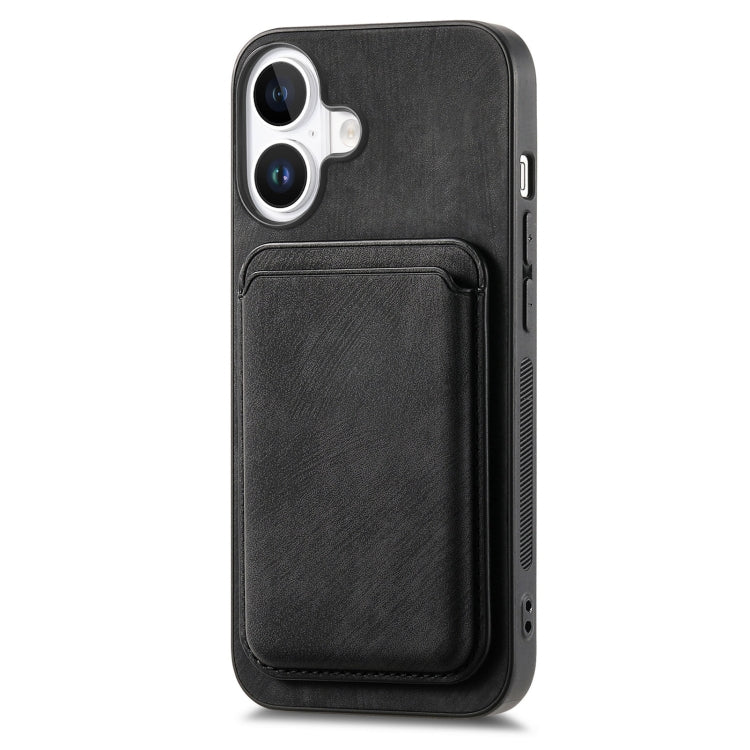 For iPhone 16 Retro Leather Card Bag Magnetic Phone Case(Black) - iPhone 16 Cases by buy2fix | Online Shopping UK | buy2fix