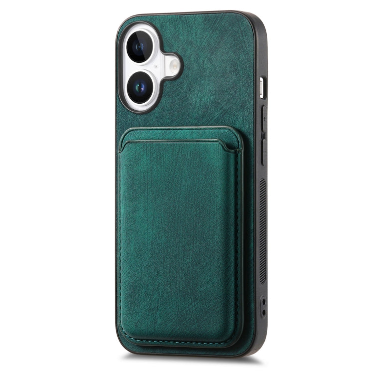 For iPhone 16 Plus Retro Leather Card Bag Magnetic Phone Case(Green) - iPhone 16 Plus Cases by buy2fix | Online Shopping UK | buy2fix