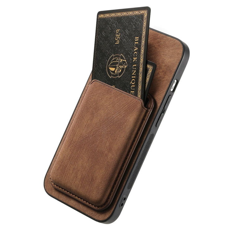 For iPhone 16 Pro Retro Leather Card Bag Magnetic Phone Case(Brown) - iPhone 16 Pro Cases by buy2fix | Online Shopping UK | buy2fix