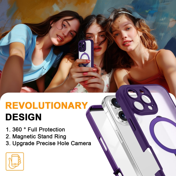 For iPhone 16 Pro Max Skin Feel MagSafe Holder 360 Full Body Phone Case(Purple) - iPhone 16 Pro Max Cases by buy2fix | Online Shopping UK | buy2fix