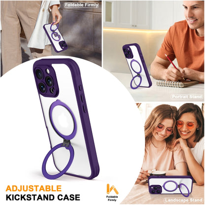 For iPhone 16 Pro Max Skin Feel MagSafe Holder 360 Full Body Phone Case(Purple) - iPhone 16 Pro Max Cases by buy2fix | Online Shopping UK | buy2fix