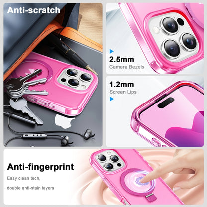 For iPhone 16 Pro Max Frosted Skin Feel MagSafe Holder 360 Full Body Phone Case(Rose Red) - iPhone 16 Pro Max Cases by buy2fix | Online Shopping UK | buy2fix