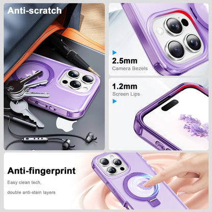 For iPhone 16 Pro Frosted Skin Feel MagSafe Holder 360 Full Body Phone Case(Purple) - iPhone 16 Pro Cases by buy2fix | Online Shopping UK | buy2fix