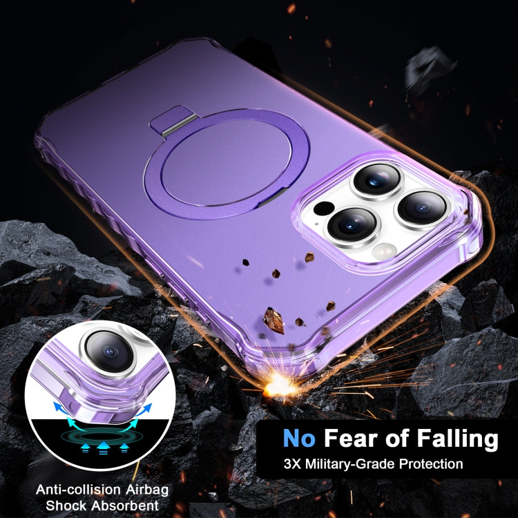 For iPhone 16 Pro Max Solid Color Wave MagSafe Holder Phone Case(Purple) - iPhone 16 Pro Max Cases by buy2fix | Online Shopping UK | buy2fix