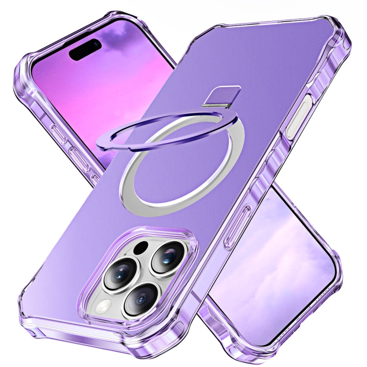 For iPhone 16 Pro Solid Color Wave MagSafe Holder Phone Case(Purple) - iPhone 16 Pro Cases by buy2fix | Online Shopping UK | buy2fix