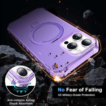 For iPhone 16 Pro Solid Color Wave MagSafe Holder Phone Case(Purple) - iPhone 16 Pro Cases by buy2fix | Online Shopping UK | buy2fix