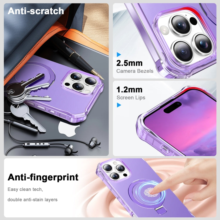 For iPhone 16 Pro Solid Color Wave MagSafe Holder Phone Case(Purple) - iPhone 16 Pro Cases by buy2fix | Online Shopping UK | buy2fix