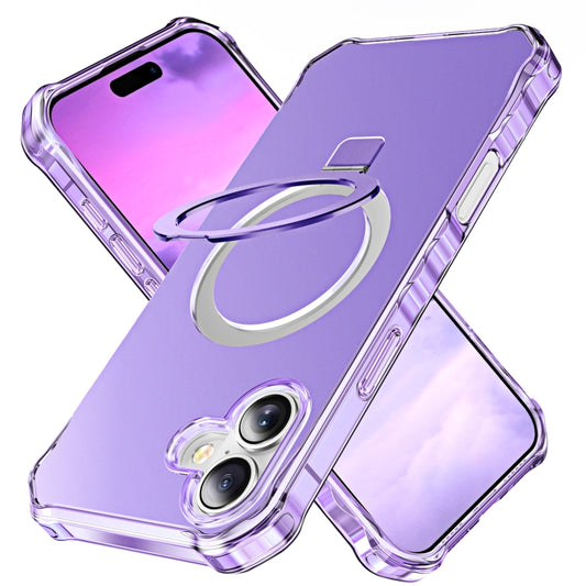 For iPhone 16 Solid Color Wave MagSafe Holder Phone Case(Purple) - iPhone 16 Cases by buy2fix | Online Shopping UK | buy2fix