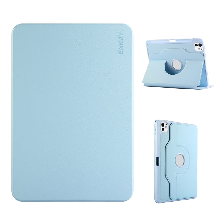 For iPad Pro 11 2022 / 2021 / 2020 ENKAY 360 Rotation TPU Leather Smart Tablet Case with Pen Slot(Light Blue) - iPad Pro 11 (2022/2021) Cases by ENKAY | Online Shopping UK | buy2fix