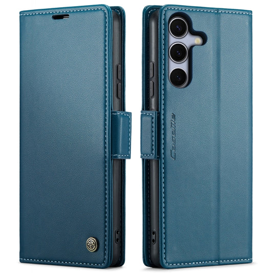 For Samsung Galaxy S25 5G CaseMe 023 Butterfly Buckle Litchi Texture RFID Anti-theft Leather Phone Case(Blue) - Galaxy S25 5G Cases by CaseMe | Online Shopping UK | buy2fix