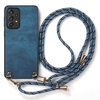 For Samsung Galaxy S25 5G Vintage Leather PC Back Cover Phone Case with Crossbody Strap(Blue) - Galaxy S25 5G Cases by buy2fix | Online Shopping UK | buy2fix