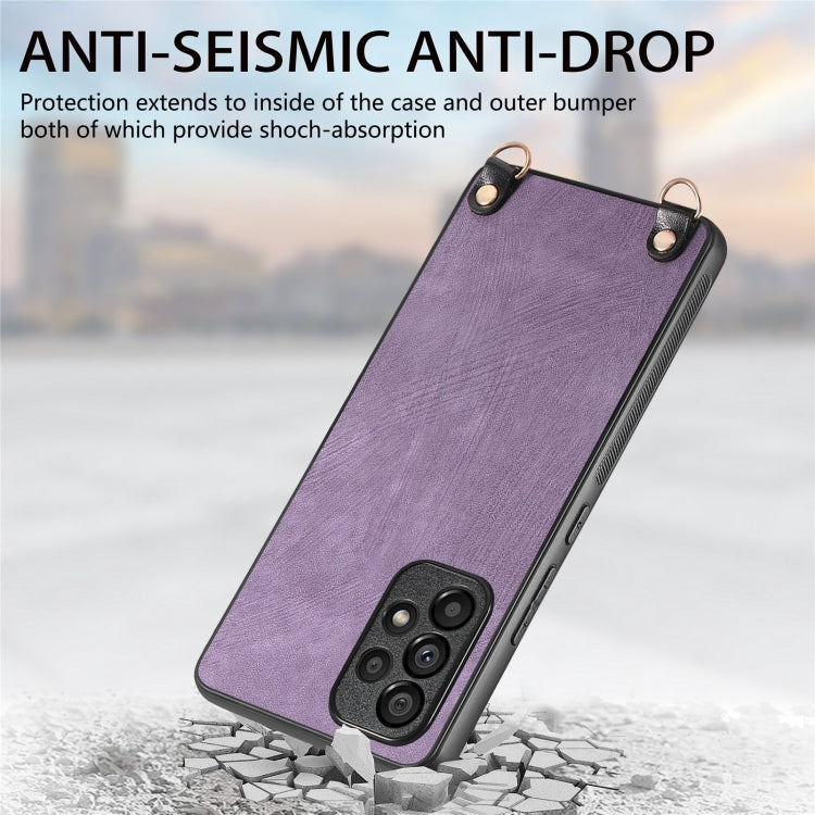 For Samsung Galaxy S25 5G Vintage Leather PC Back Cover Phone Case with Crossbody Strap(Purple) - Galaxy S25 5G Cases by buy2fix | Online Shopping UK | buy2fix