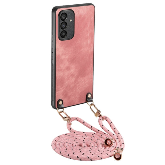 For Samsung Galaxy S25+ 5G Vintage Leather PC Back Cover Phone Case with Crossbody Strap(Pink) - Galaxy S25+ 5G Cases by buy2fix | Online Shopping UK | buy2fix