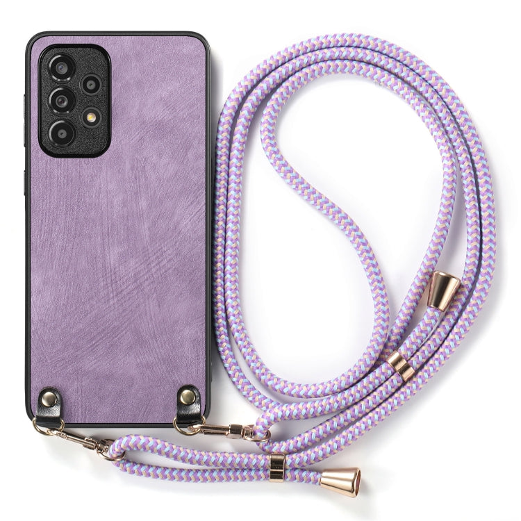 For Samsung Galaxy S25 Ultra 5G Vintage Leather PC Back Cover Phone Case with Crossbody Strap(Purple) - Galaxy S25 Ultra 5G Cases by buy2fix | Online Shopping UK | buy2fix