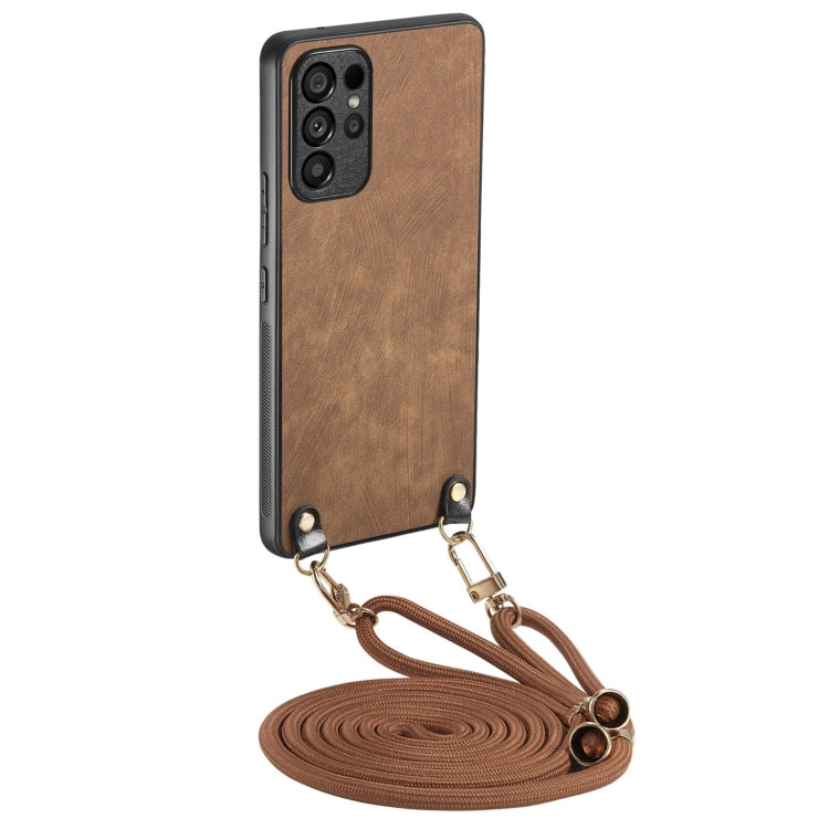 For Samsung Galaxy S25 Ultra 5G Vintage Leather PC Back Cover Phone Case with Crossbody Strap(Brown) - Galaxy S25 Ultra 5G Cases by buy2fix | Online Shopping UK | buy2fix