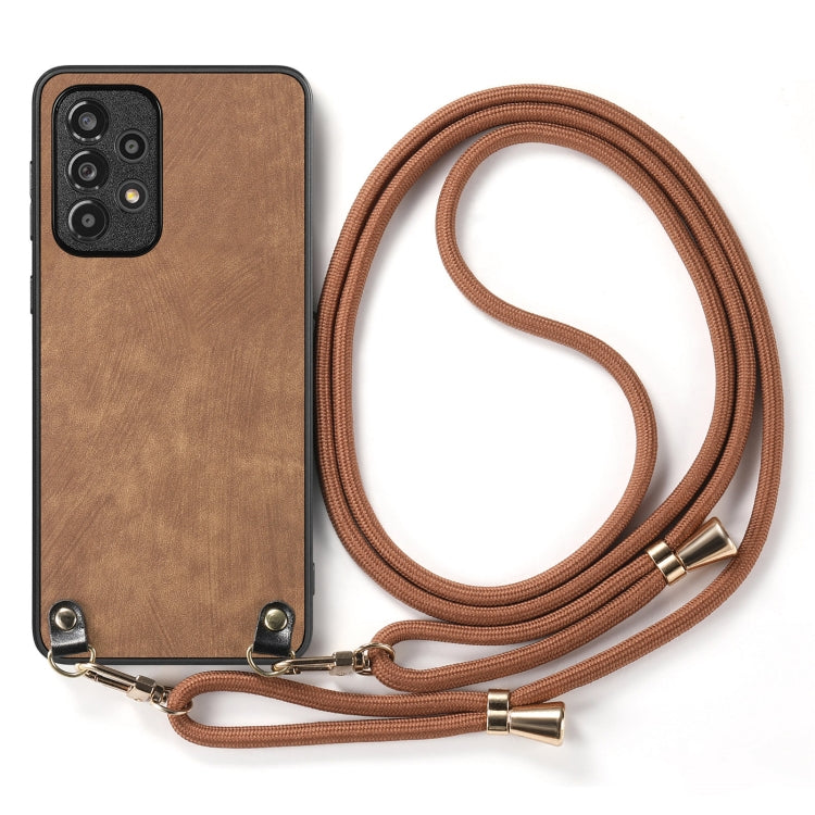 For Samsung Galaxy S25 Ultra 5G Vintage Leather PC Back Cover Phone Case with Crossbody Strap(Brown) - Galaxy S25 Ultra 5G Cases by buy2fix | Online Shopping UK | buy2fix