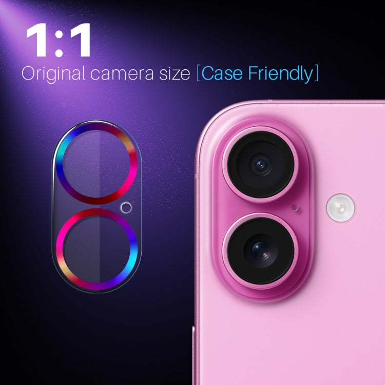 For iPhone 16 / 16 Plus NORTHJO Camera Lens Protector CD Veins 3D Tempered Glass Film(Colorful) - iPhone 16 Plus Tempered Glass by NORTHJO | Online Shopping UK | buy2fix