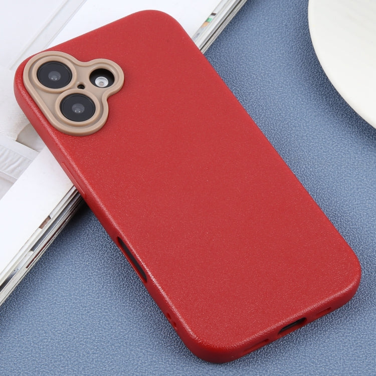 For iPhone 16 Plain Imitation Leather Back Cover Phone Case(Red) - iPhone 16 Cases by buy2fix | Online Shopping UK | buy2fix