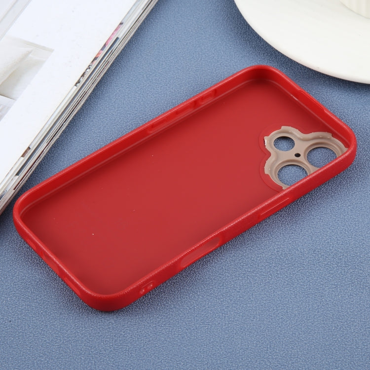 For iPhone 16 Plain Imitation Leather Back Cover Phone Case(Red) - iPhone 16 Cases by buy2fix | Online Shopping UK | buy2fix